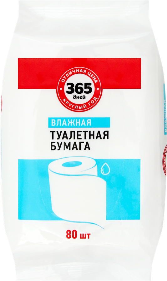 Бумага туалетная влажная 365 ДНЕЙ, 80шт