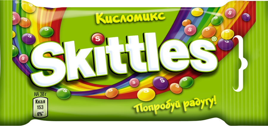 Драже SKITTLES Кисломикс в сахарной глазури со вкусом малины, ананаса, мандарина, вишни, яблока, 38г