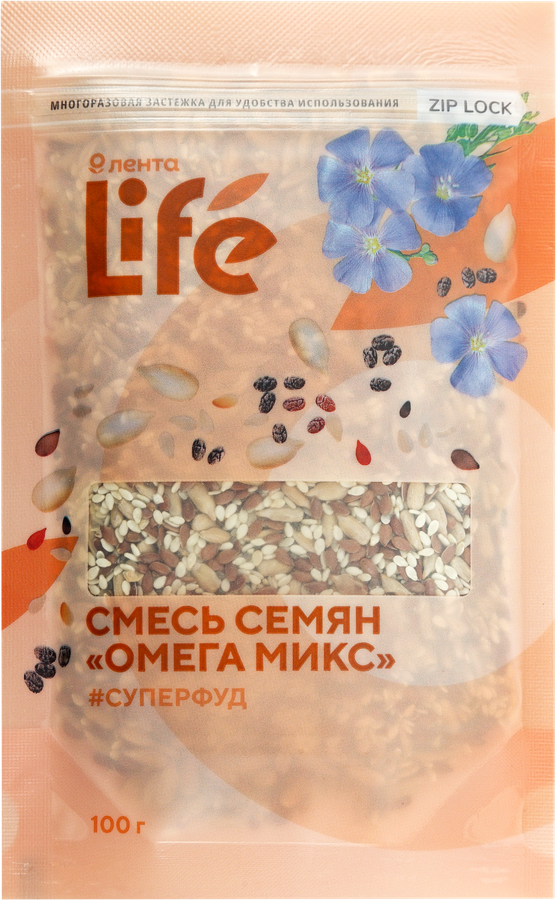 Смесь семян ЛЕНТА LIFE Омега микс, 100г