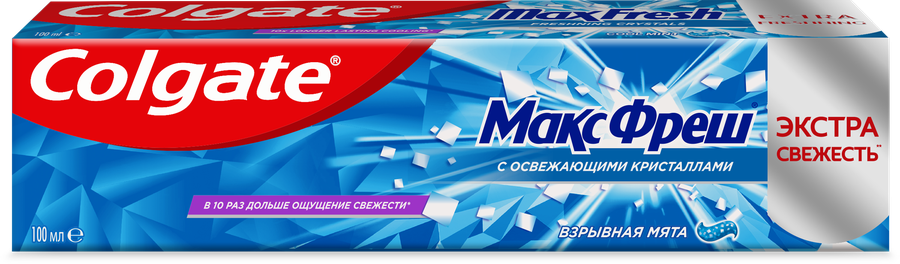 Зубная паста COLGATE Макс Фреш Взрывная мята с освежающими кристаллами для свежего дыхания и защиты от кариеса, 100мл