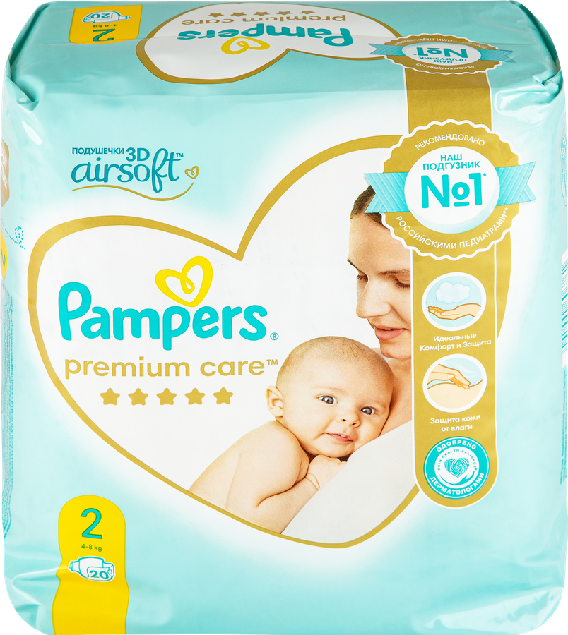 Подгузники детские PAMPERS Premium Care Mini 2, 4–8кг, 20шт