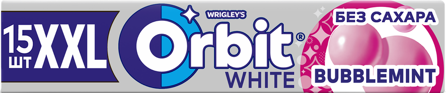 Жевательная резинка ORBIT White XXL Bubblemint без сахара, 20,4г