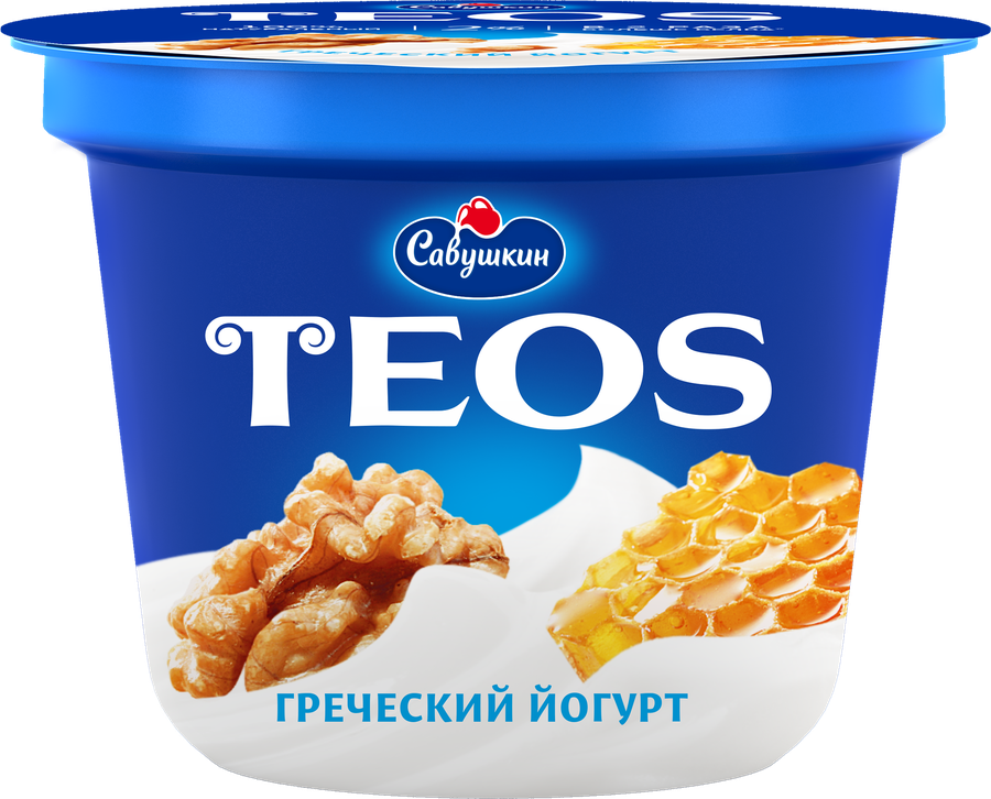 Йогурт TEOS Греческий Грецкий орех и мед 2%, без змж, 250г