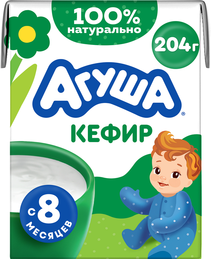 Кефир для детей АГУША 3,2%, без змж, 204г