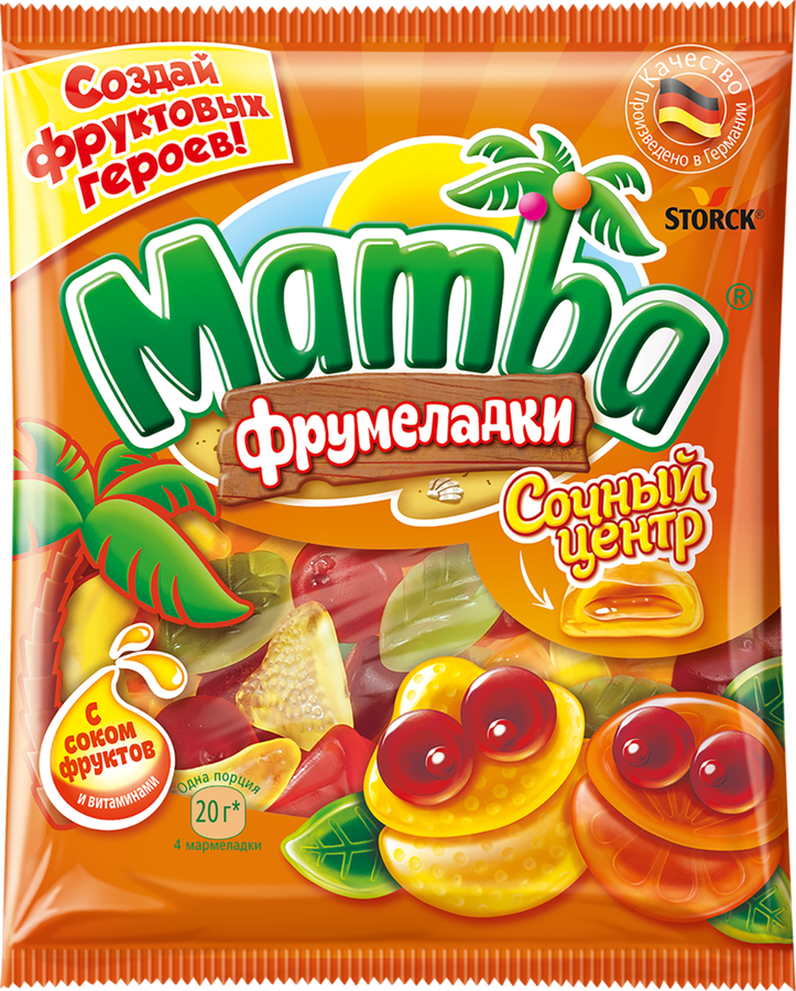 Мармелад жевательный MAMBA Фрумеладки сочный центр, 140г