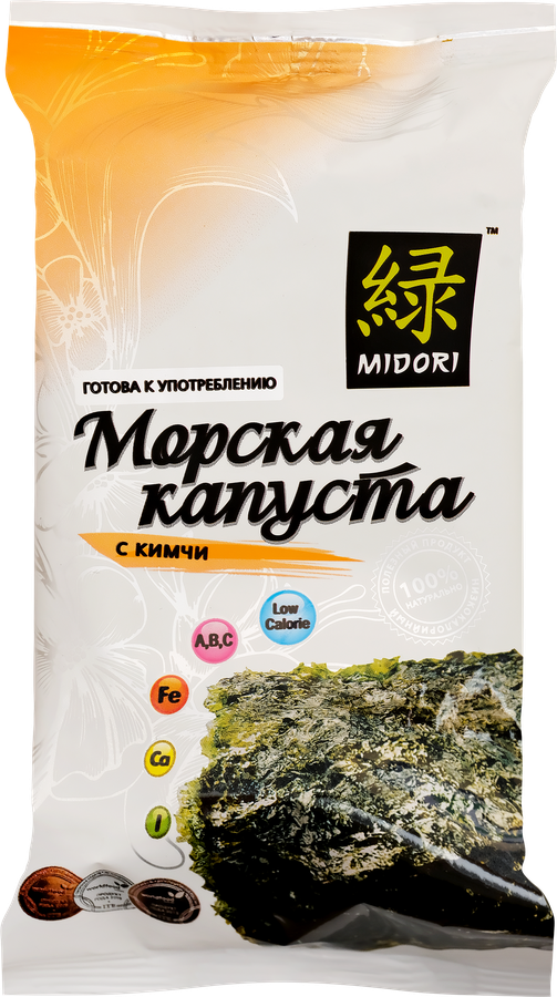 Морская капуста MIDORI сушеная, обжаренная в кунжутном масле со вкусом кимчи, 5г