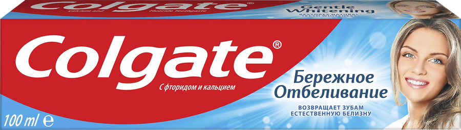 Зубная паста COLGATE Бережное отбеливание, с фтором и кальцием, 100мл