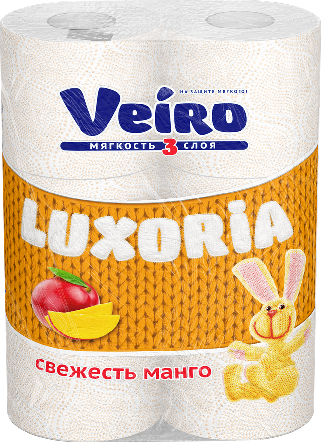 Бумага туалетная VEIRO Luxoria 3-слоя с ароматом манго, 6шт