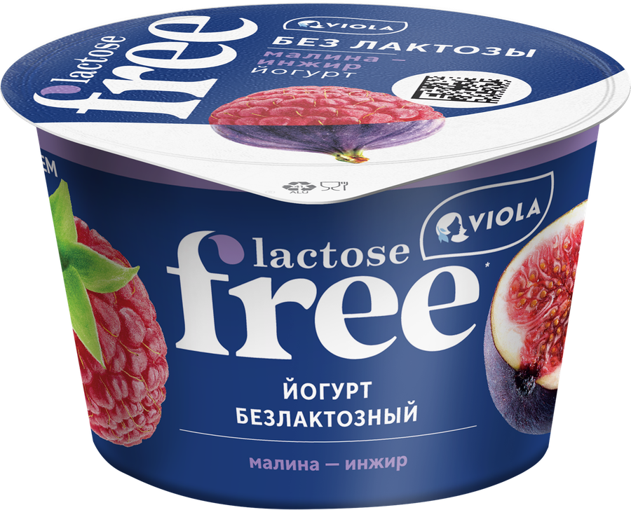 Йогурт VIOLA Free Малина, инжир безлактозный 2,7%, без змж, 180г