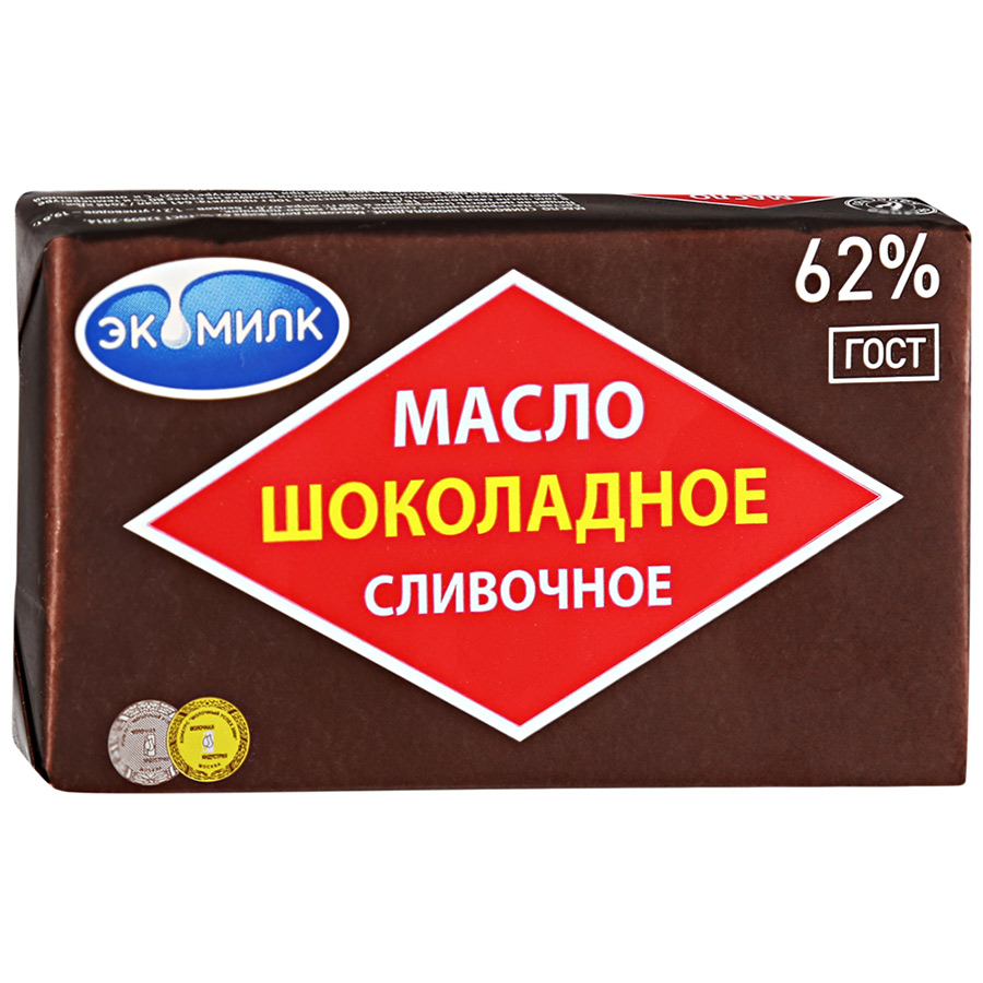 Масло сливочное ЭКОМИЛК Шоколадное 62%, без змж, 180г