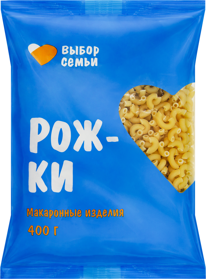 Макароны ВЫБОР СЕМЬИ Рожки группа В, 400г