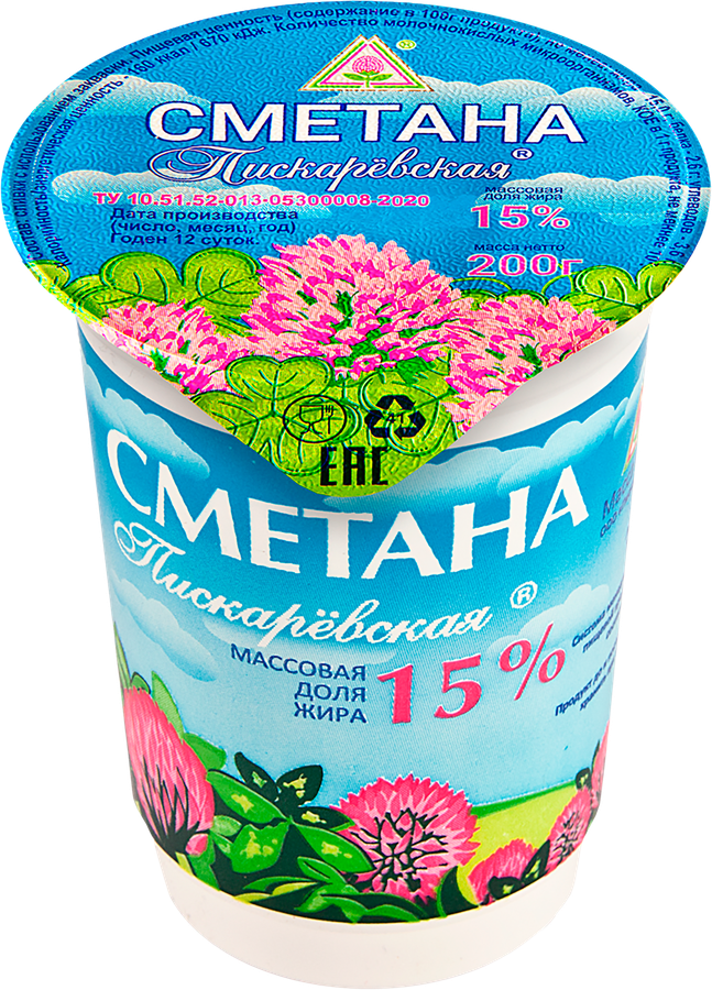 Сметана МЗ ПИСКАРЕВСКИЙ 15%, без змж, 200г