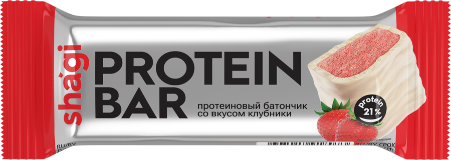 Батончик протеиновый SHAGI с клубникой 21%, 40г