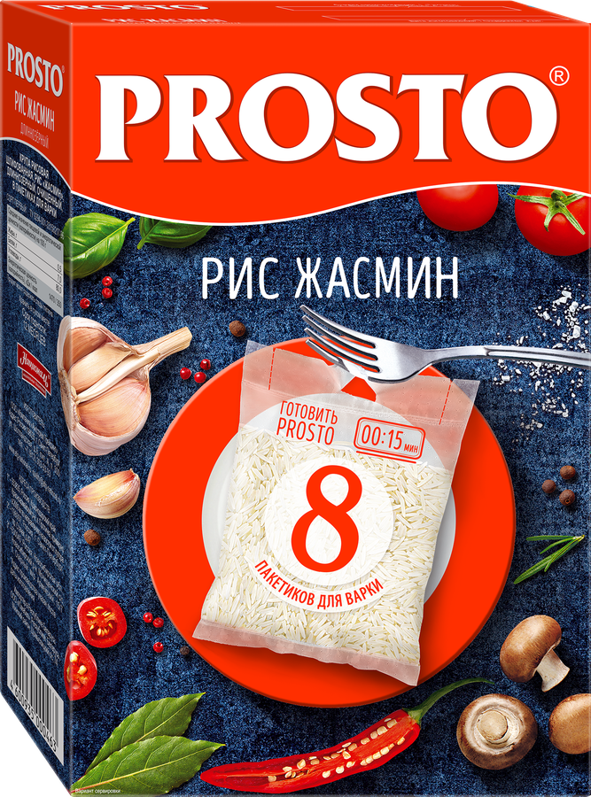 Рис длиннозерный PROSTO Жасмин, в пакетиках, 8х62,5г