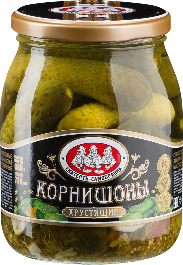 Корнишоны маринованные СКАТЕРТЬ-САМОБРАНКА Хрустящие, 720мл