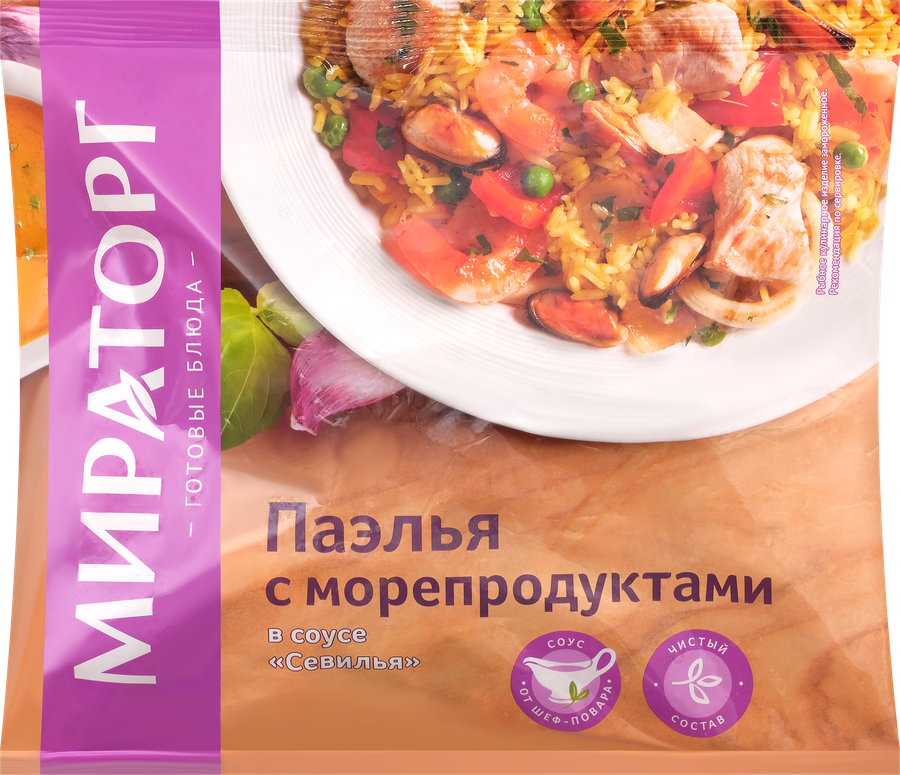 Паэлья МИРАТОРГ с морепродуктами, в соусе Севилья, 400г