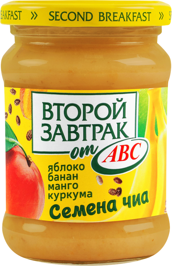 Десерт фруктово-злаковый ВТОРОЙ ЗАВТРАК ОТ ABC Яблоко, банан и манго, с семенами чиа и куркумой, 250г