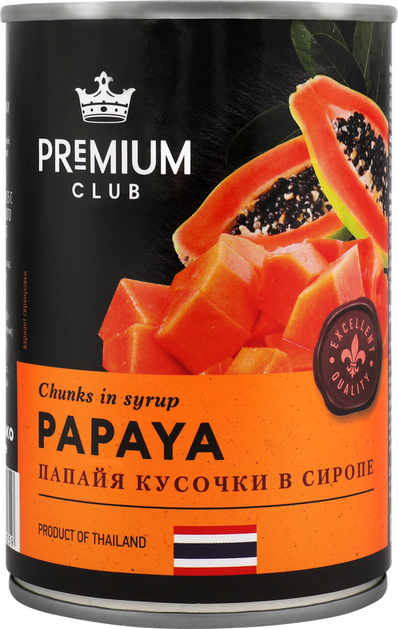 Папайя PREMIUM CLUB кусочки в сиропе, 425г