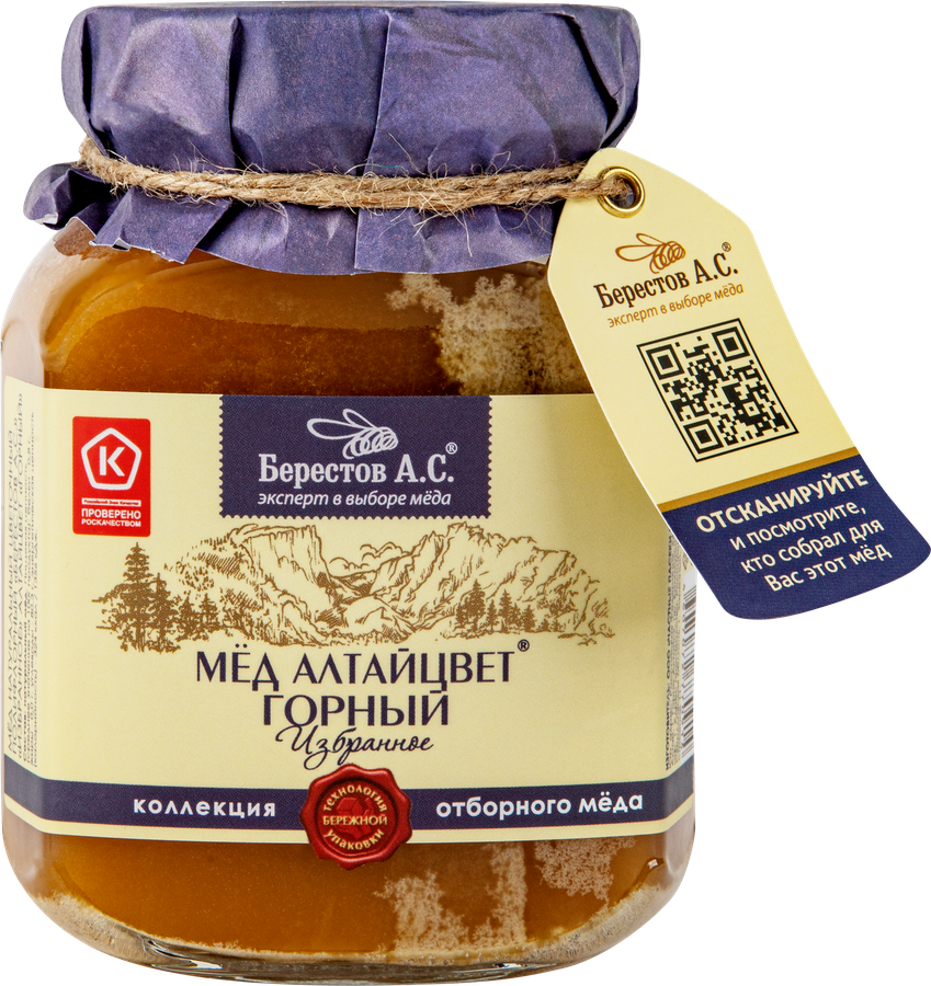 Мед горный БЕРЕСТОВ А.С. натуральный, 500г