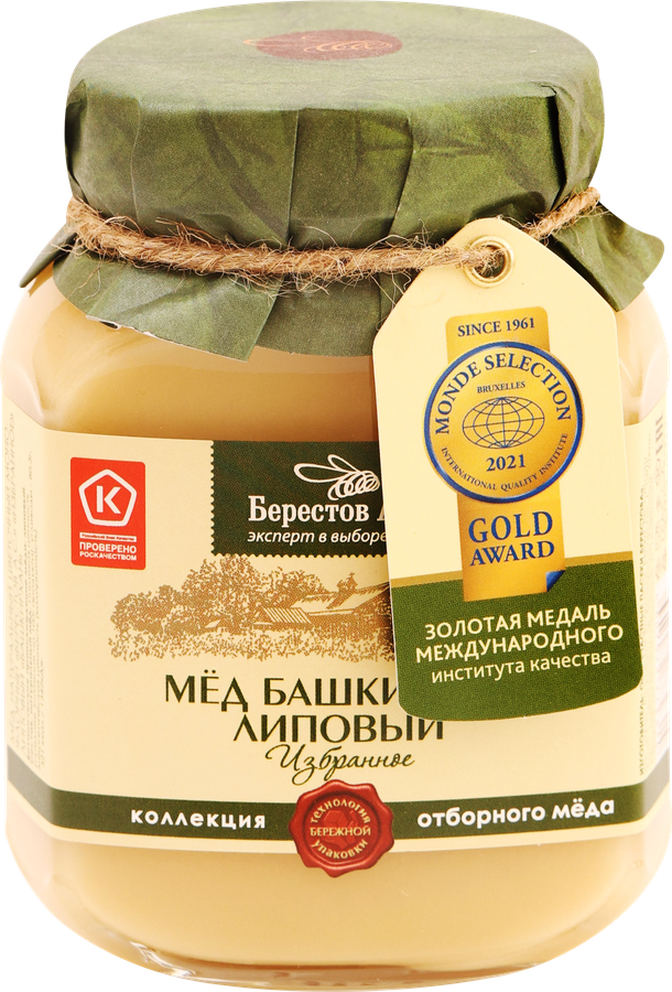 Мед липовый БЕРЕСТОВ А.С. Избранное Башкирхан натуральный, 500г