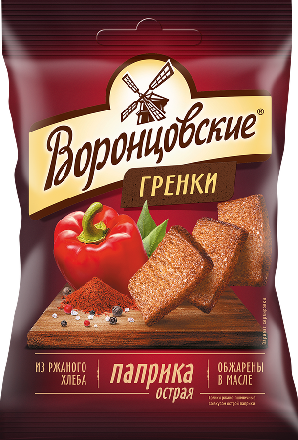 Сухарики ВОРОНЦОВСКИЕ со вкусом острой паприки, 60г