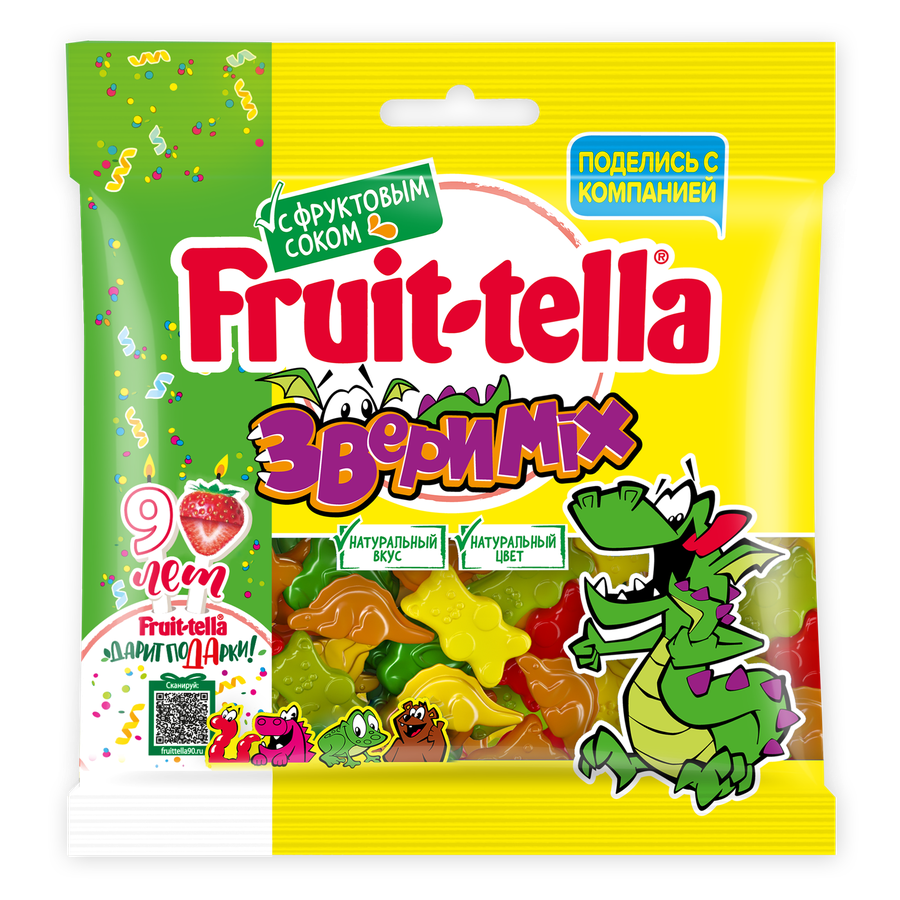 Мармелад жевательный FRUIT-TELLA Звери mix, 150г