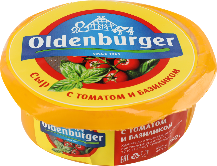 Сыр OLDENBURGER с томатом и базиликом 45%, без змж, 350г