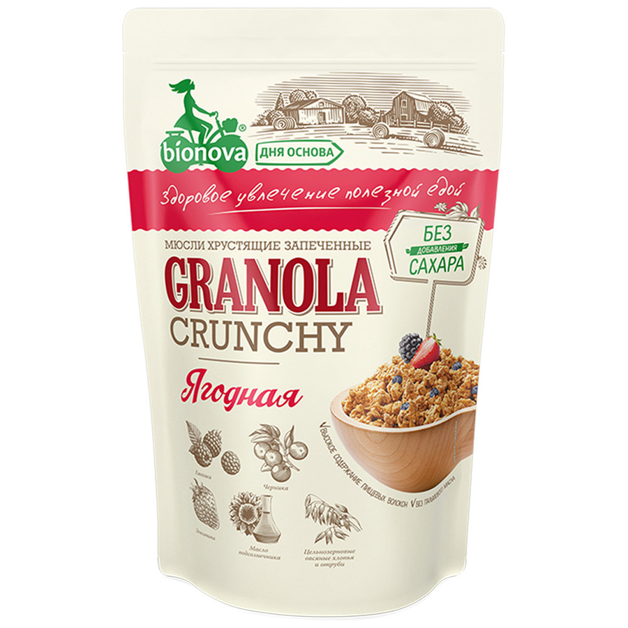 Мюсли BIONOVA Granola crunchy Ягодная, 400г