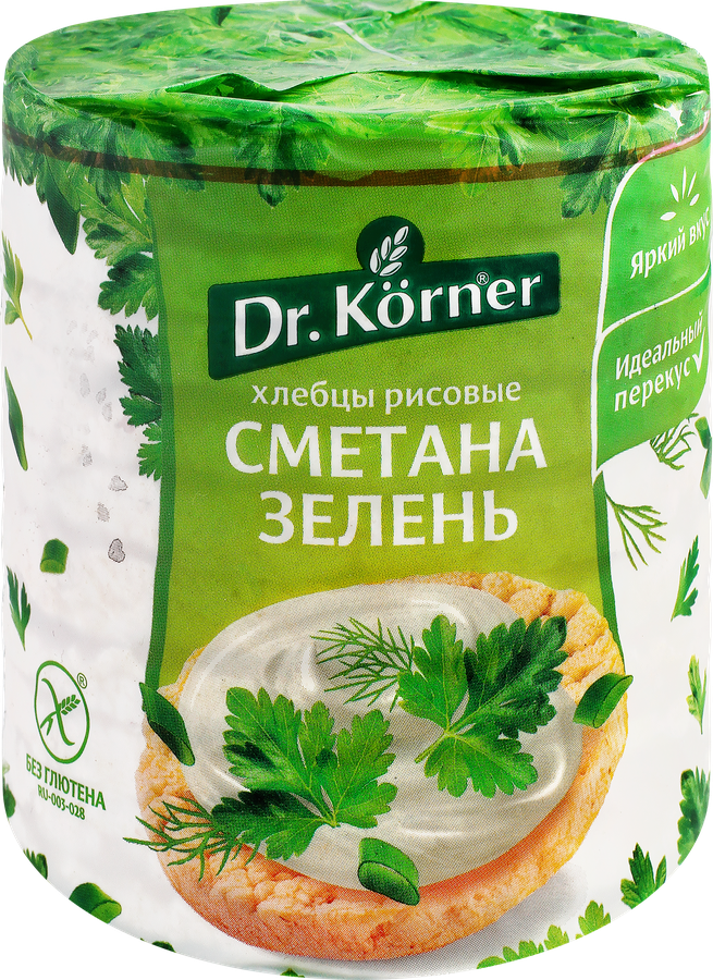 Хлебцы рисовые DR KORNER со сметаной и зеленью, 80г