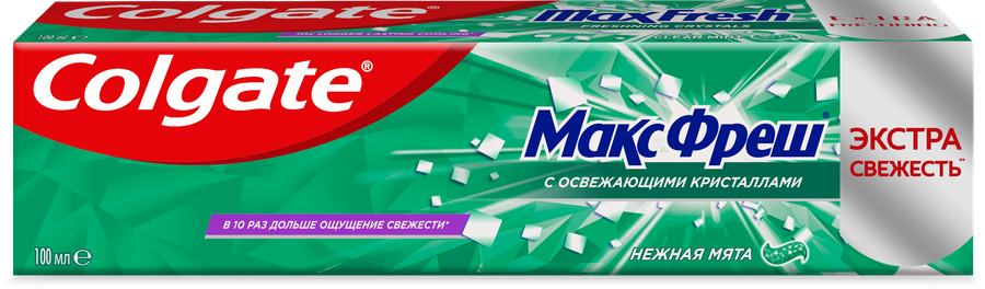 Зубная паста COLGATE Макс Фреш Нежная мята с освежающими кристаллами для свежего дыхания и защиты от кариеса, 100мл