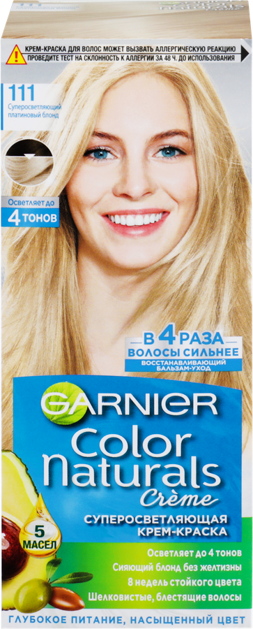 Краска для волос COLOR NATURALS 111 Платиновый блонд, с 3 маслами, 110мл