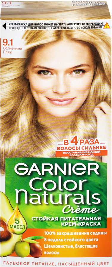 Краска для волос COLOR NATURALS 9.1 Солнечный пляж, с 3 маслами, 110мл