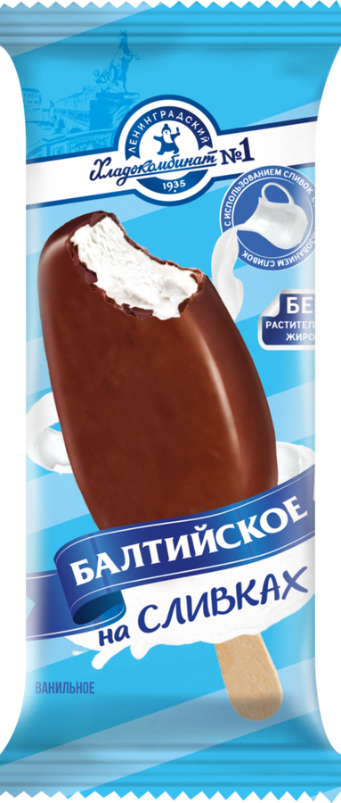 Мороженое БАЛТИЙСКОЕ Сливочное ванильное 8%, без змж, эскимо, 70г