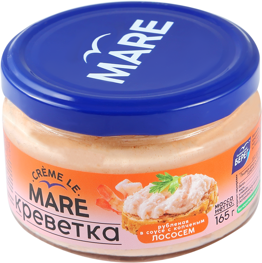 Креветка рубленная БАЛТИЙСКИЙ БЕРЕГ Creme Le Mare в соусе с копченым лососем, 165г