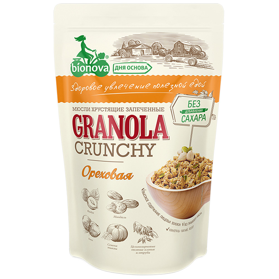 Мюсли BIONOVA Granola crunchy, Ореховая, 400г