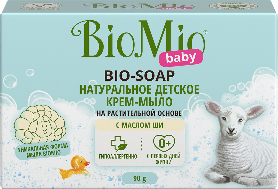 Туалетное крем-мыло детское BIOMIO BABY с маслом Ши 0+, 90г