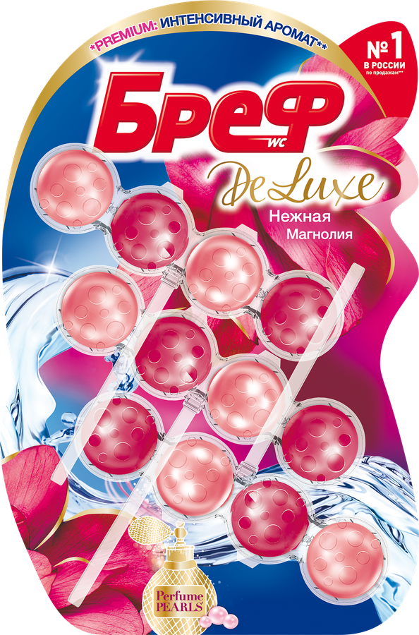Блок для унитаза БРЕФ DeLuxe Нежная магнолия, 3x50г