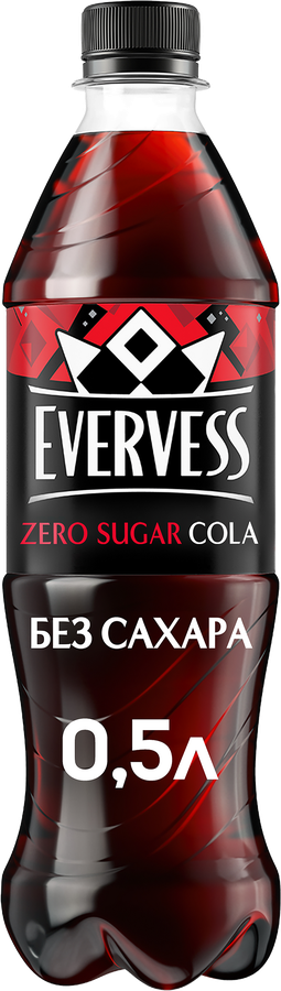 Напиток EVERVESS Cola Zero Sugar Кола без сахара газированный, 0.5л