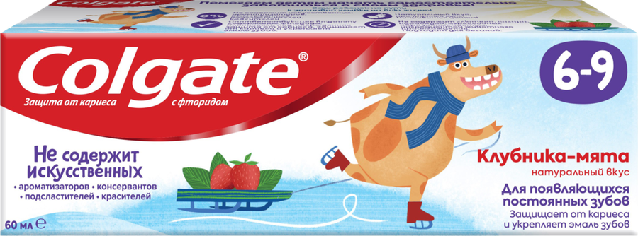 Зубная паста детская COLGATE Kids со вкусом клубники и мяты, защита от кариеса с фторидом, 6–9 лет, 60мл