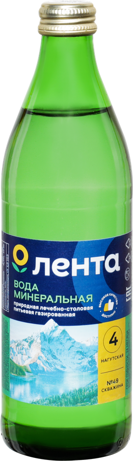 Вода минеральная ЛЕНТА Родной Бюветъ №4 лечебно-столовая газированная, 0.45л