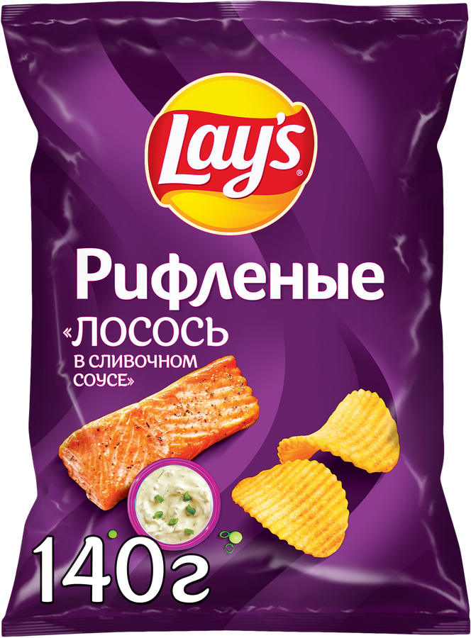 Чипсы картофельные LAY'S Рифленые Сливочный лосось, 140г