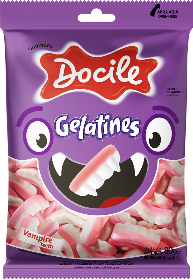 Мармелад жевательный DOCILE Gelatines vampire teeth Зубы вампира, 80г