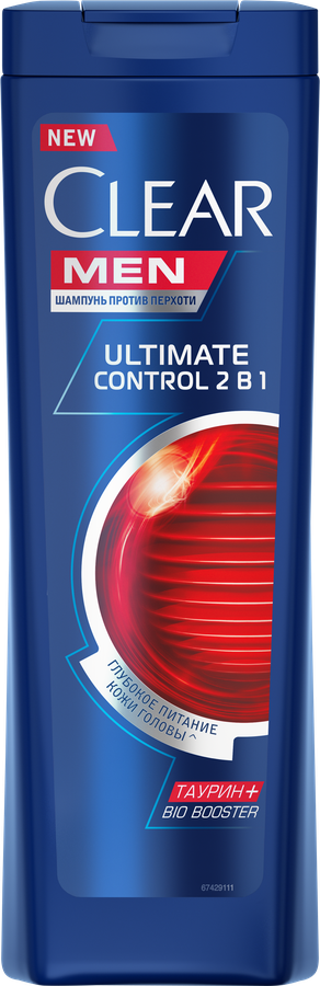Шампунь-бальзам-ополаскиватель для волос мужской CLEAR Vita Abe Ultimate Control 2в1, против перхоти, 400мл