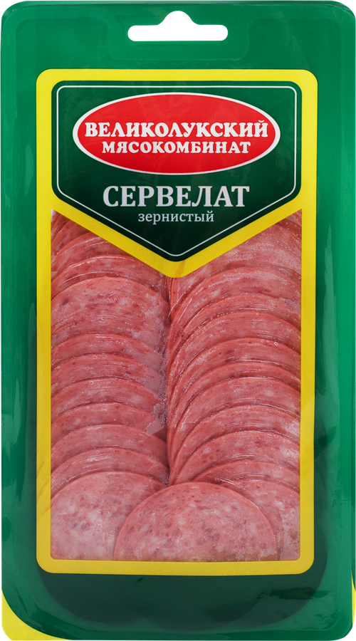 Колбаса копчено-вареная МК ВЕЛИКОЛУКСКИЙ Сервелат Зернистый, нарезка, 150г