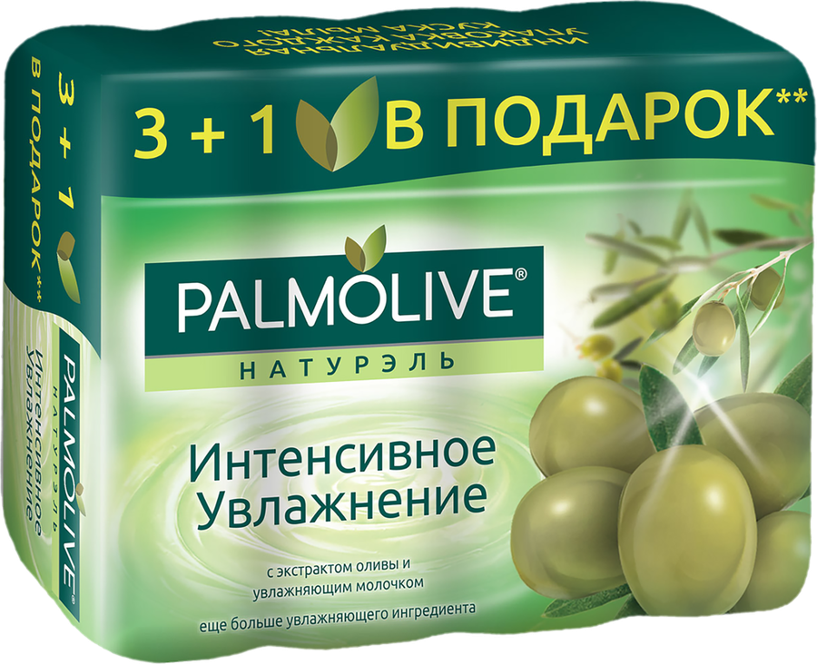 Туалетное мыло PALMOLIVE Натурэль Интенсивное увлажнение с экстрактом оливы и увлажняющим молочком, 4х90г
