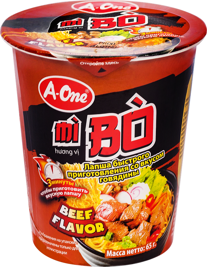 Лапша A-ONE со вкусом говядины, 65г