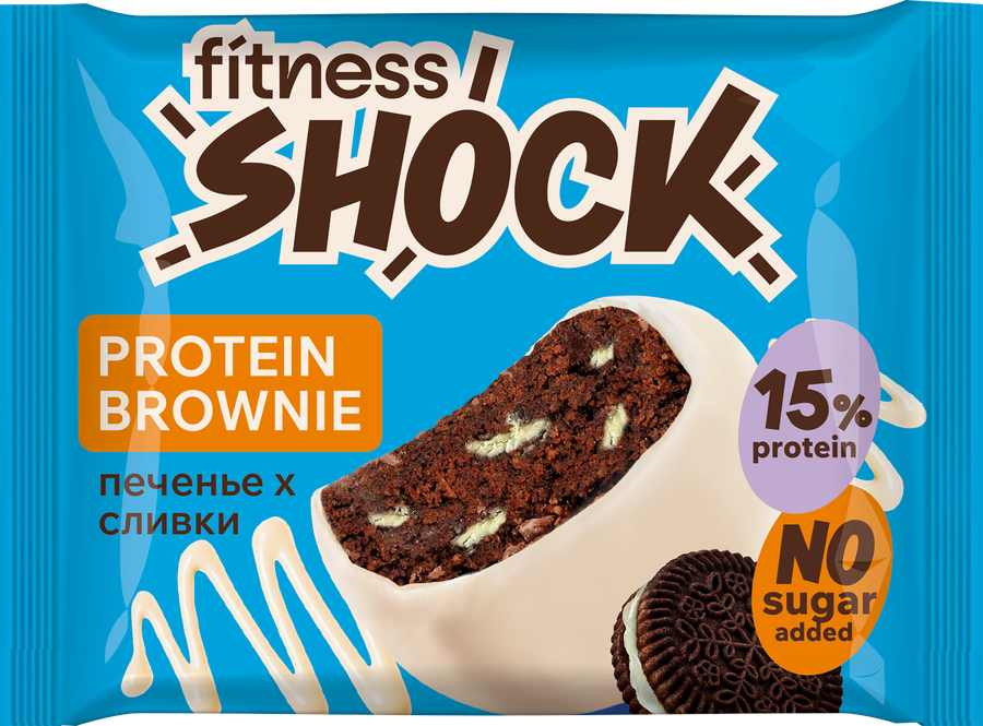 Пирожное FITNESSHOCK Брауни с ароматом печенья, 50г
