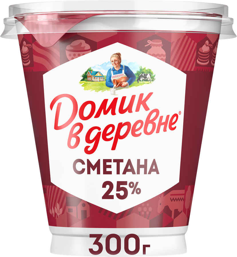 Сметана ДОМИК В ДЕРЕВНЕ 25%, без змж, 300г