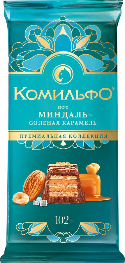 Шоколад молочный и белый КОМИЛЬФО Миндаль, 102г