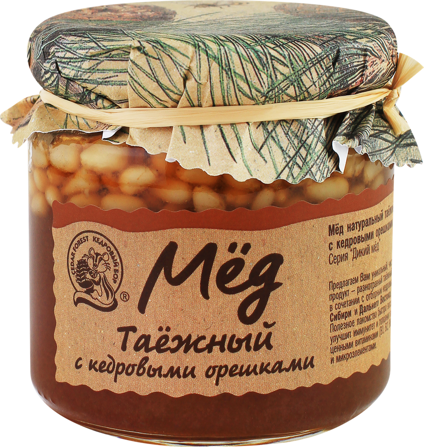 Мед КЕДРОВЫЙ БОР Таежный, с сибирскими кедровыми орешками, 225г